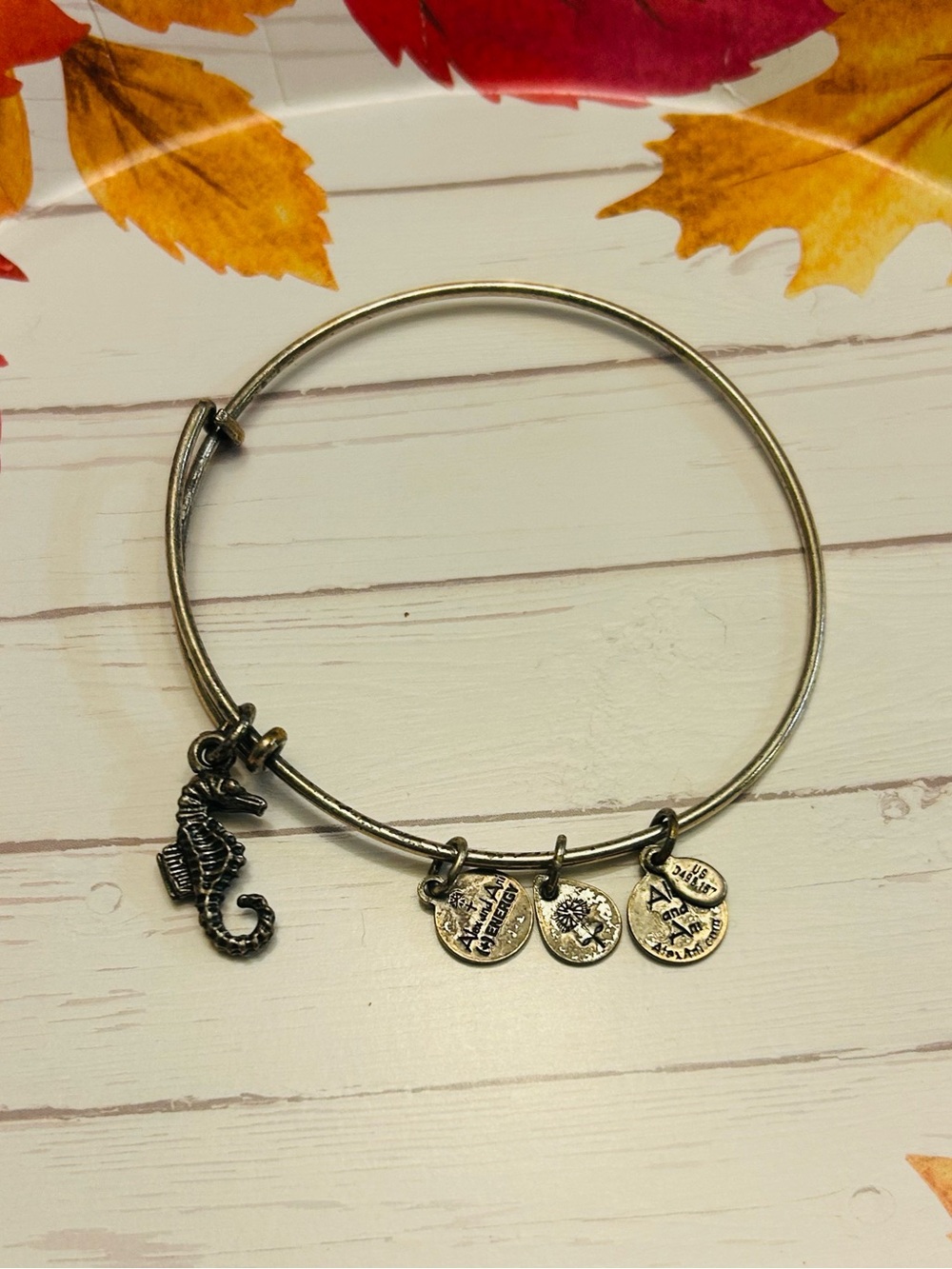 Alex and Ani Seahorse silver color Charm Bangle Bracelet